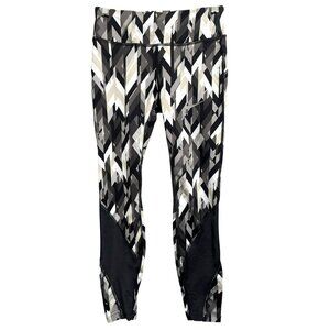 Nike Women's Dri Fit 7/8 Printed Geometric Running Leggings Sz S Mesh Inserts